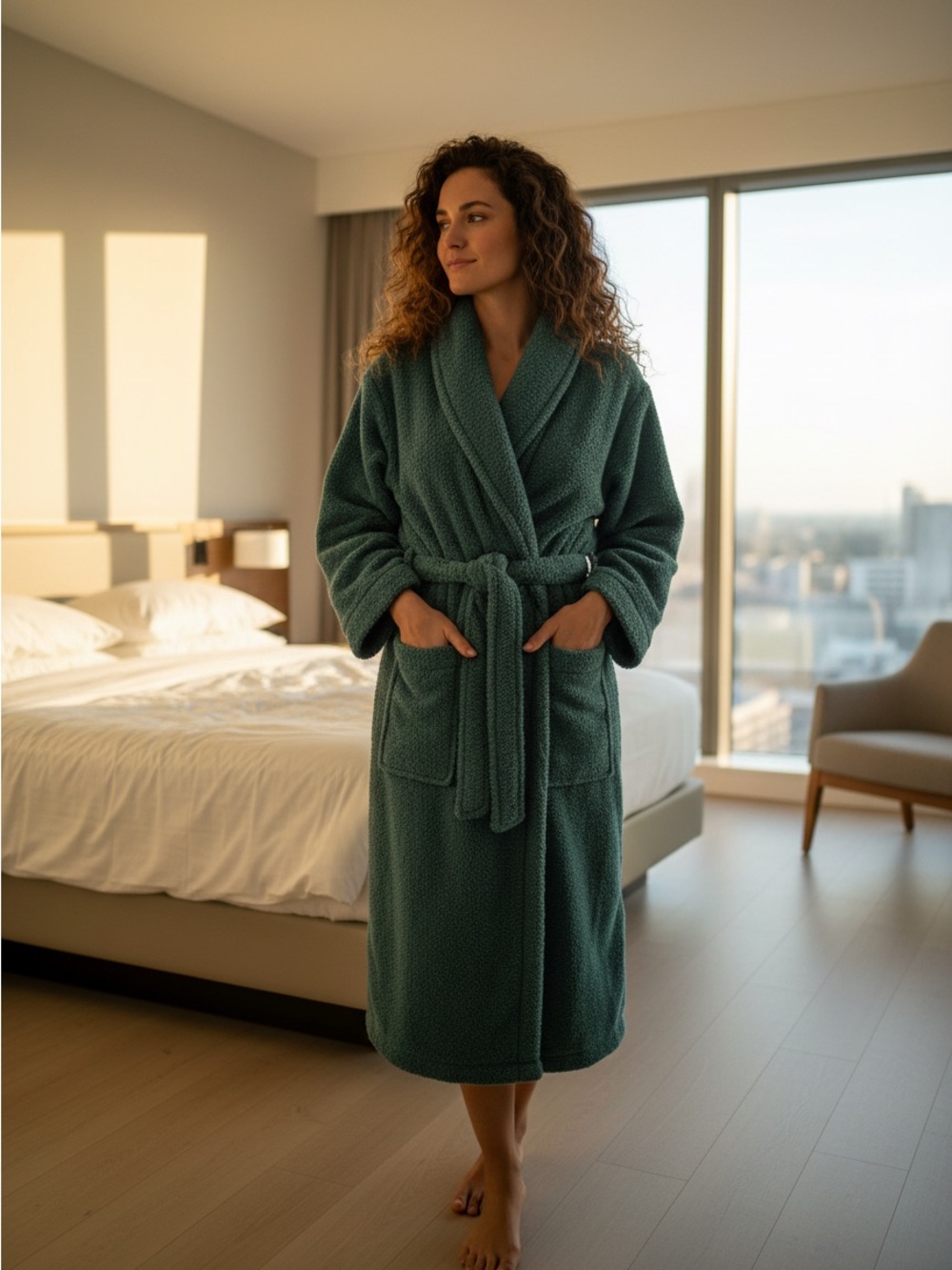 Cozy Teal Plush Robe with Belt